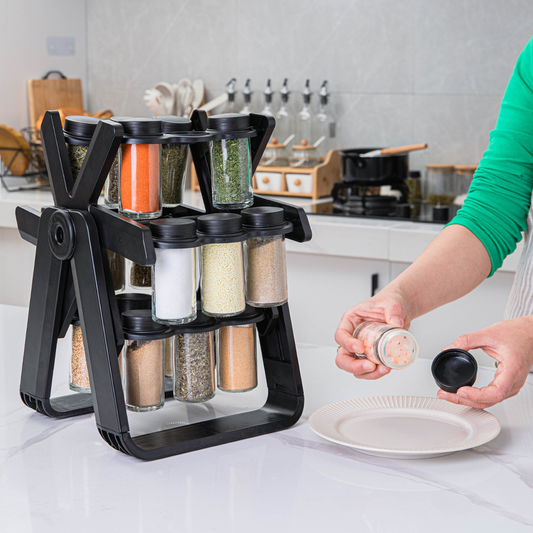 Three-Tier Rotating Spice Jar Rack