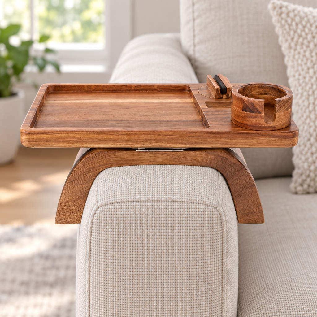Wooden Sofa-Arm Tray Table