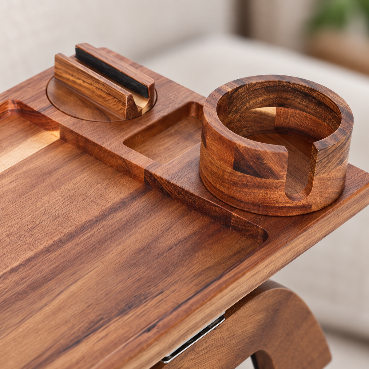 Wooden Sofa-Arm Tray Table